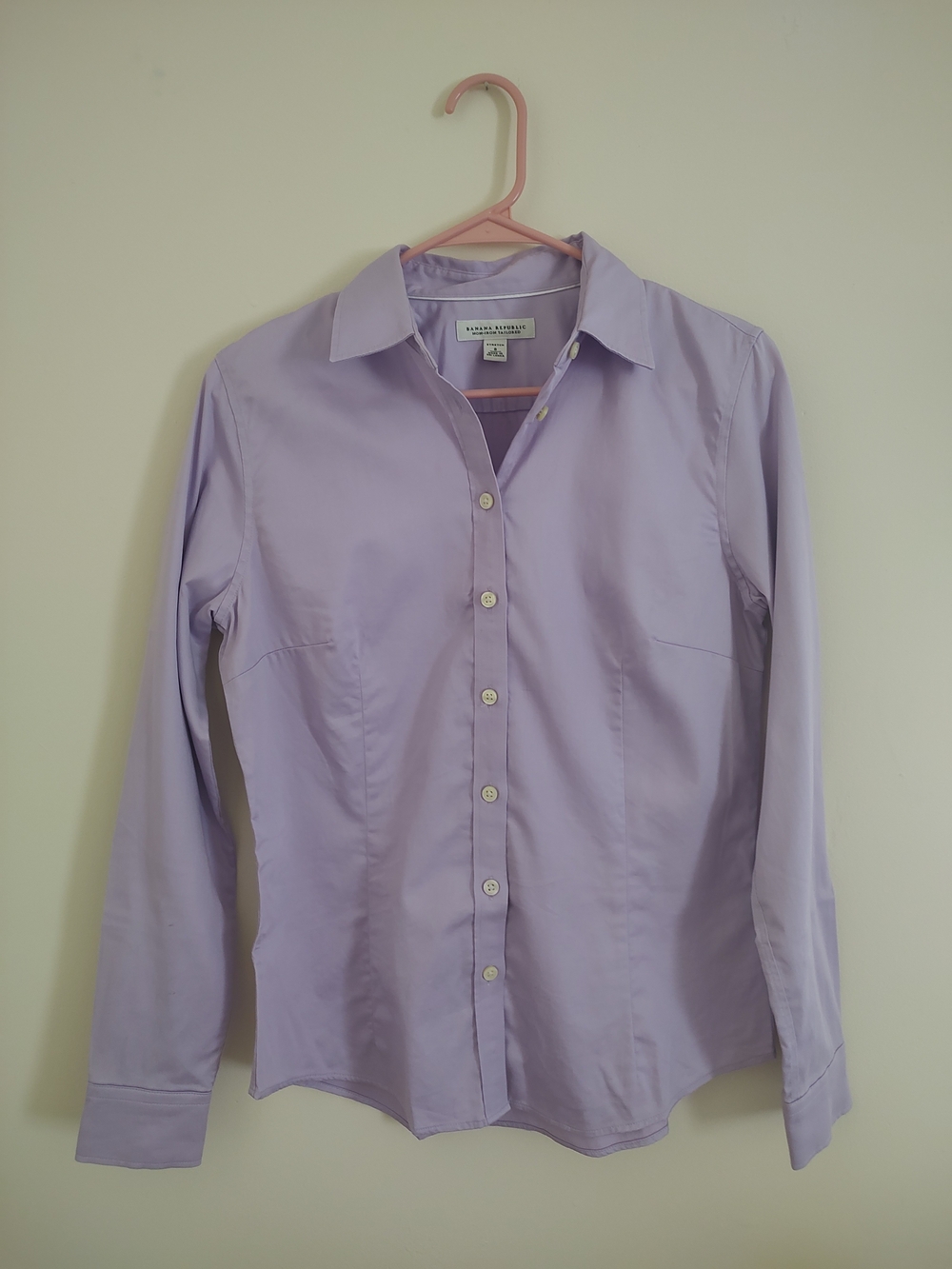 Banana Republic Non-Iron Lilac Button-Front Shirt Dress Size S